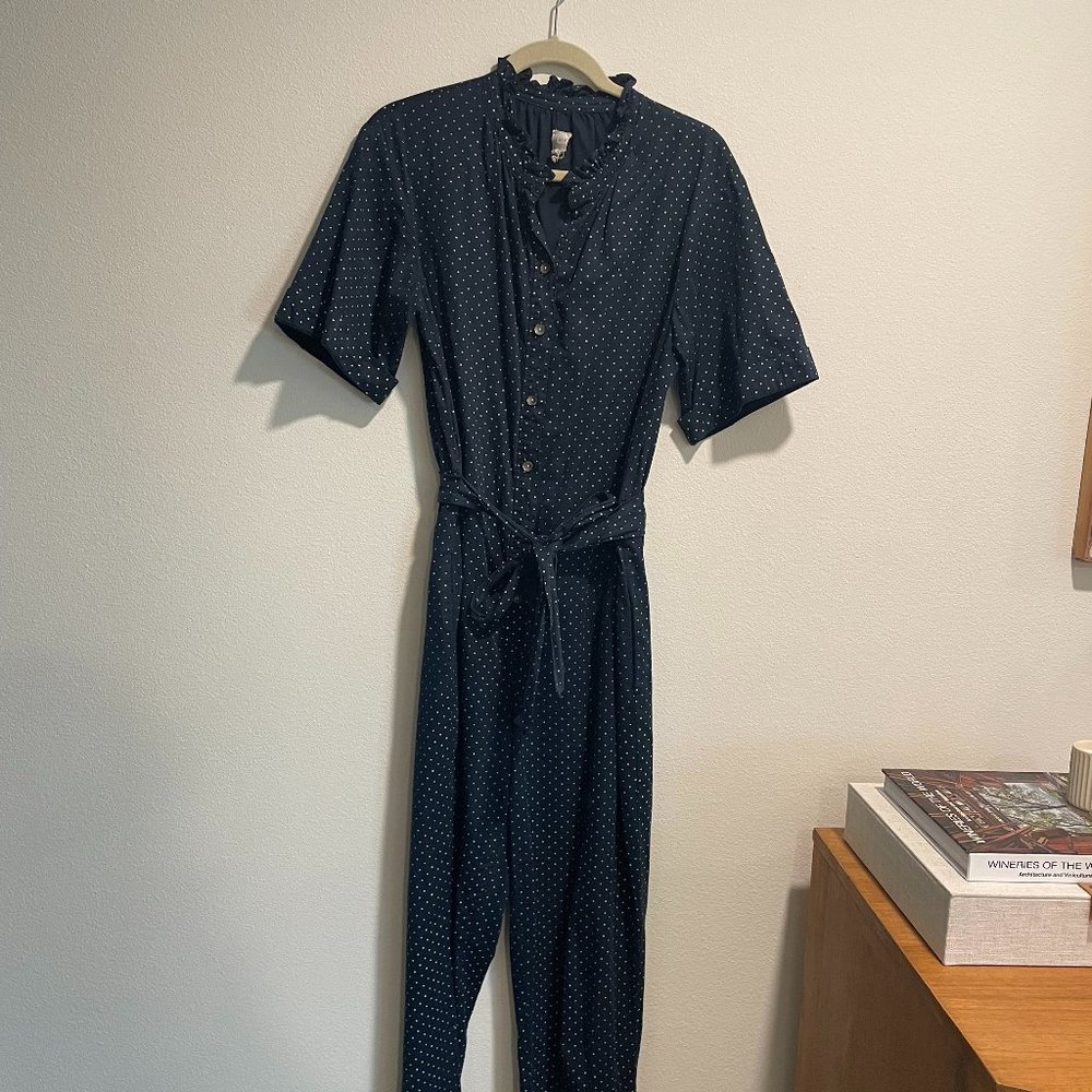 Rebecca Taylor Polka Dot Short-Sleeve Jumpsuit